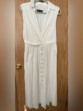 Zara White Eyelet Dress, Large